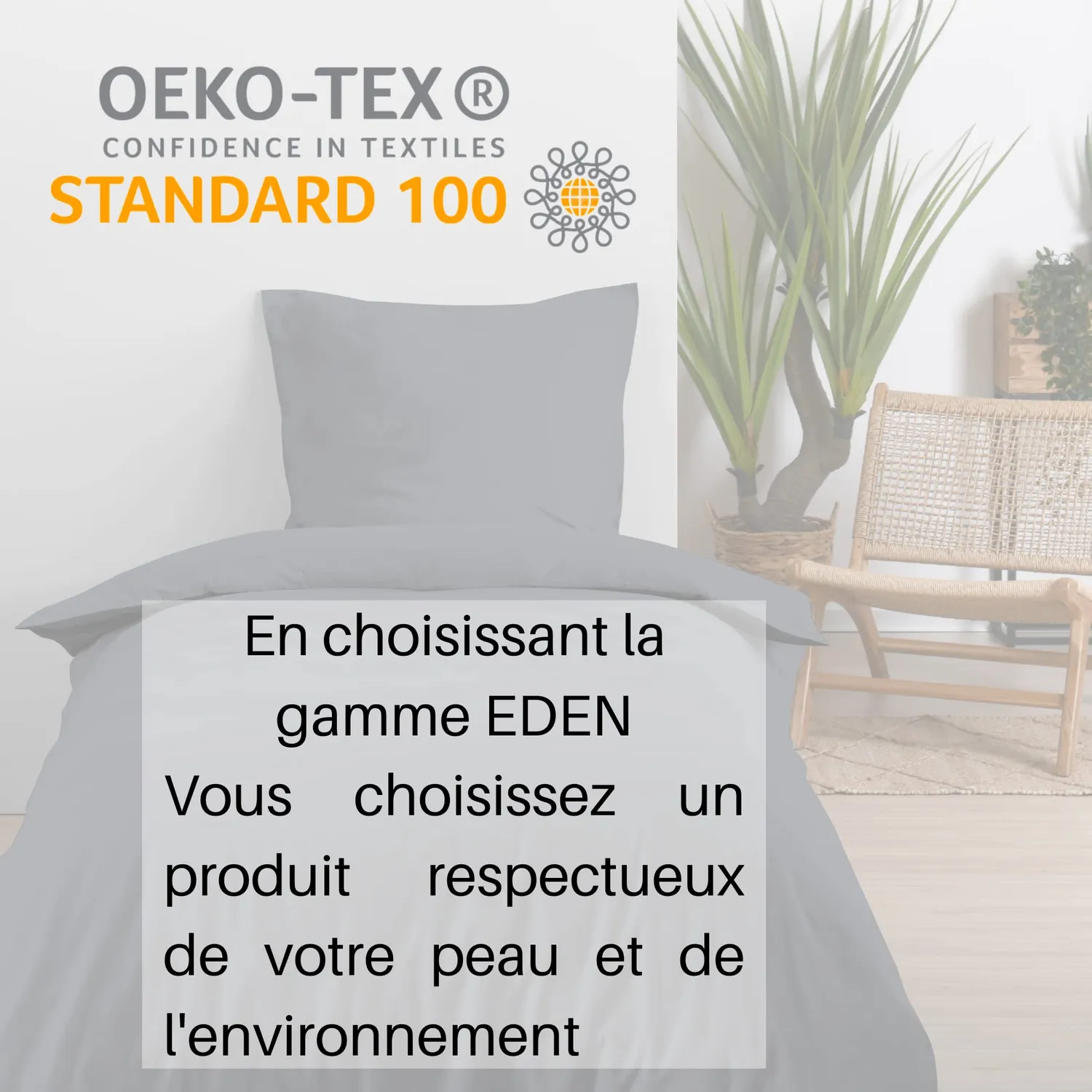 Stof Eden drap plat 180x290 cm ardoise coton