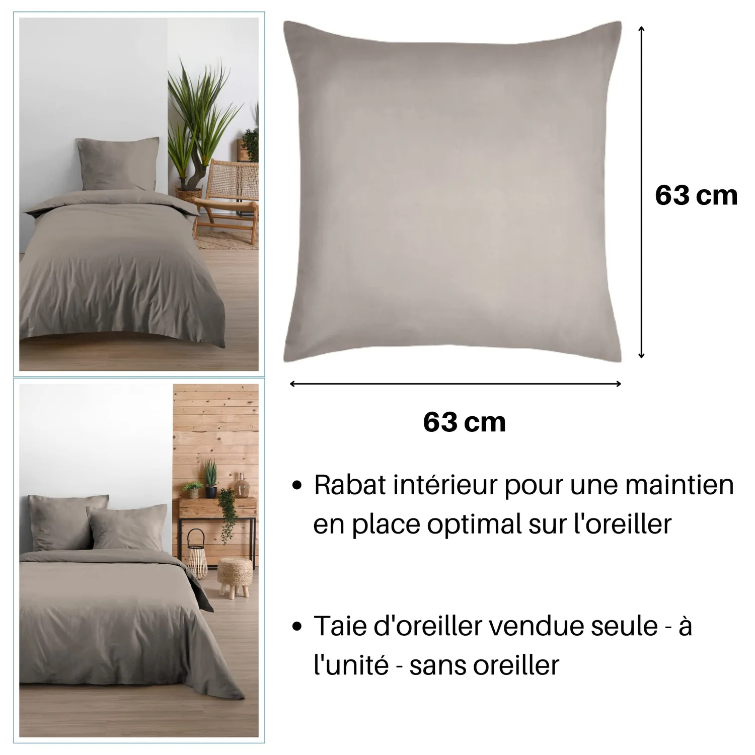 STOF Eden taie d'oreiller 63x63 cm lin coton