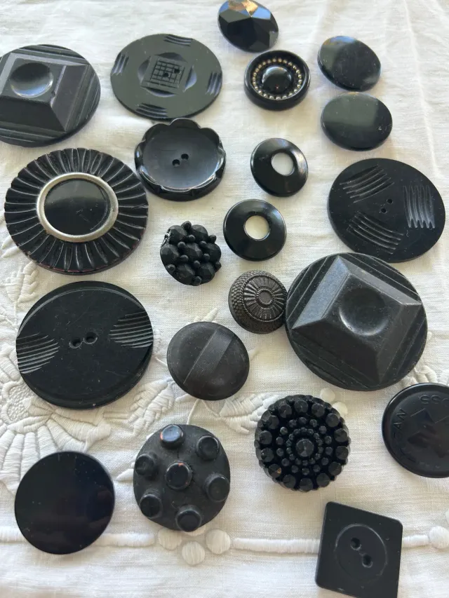 French General Antique boutons noirs anciens x36