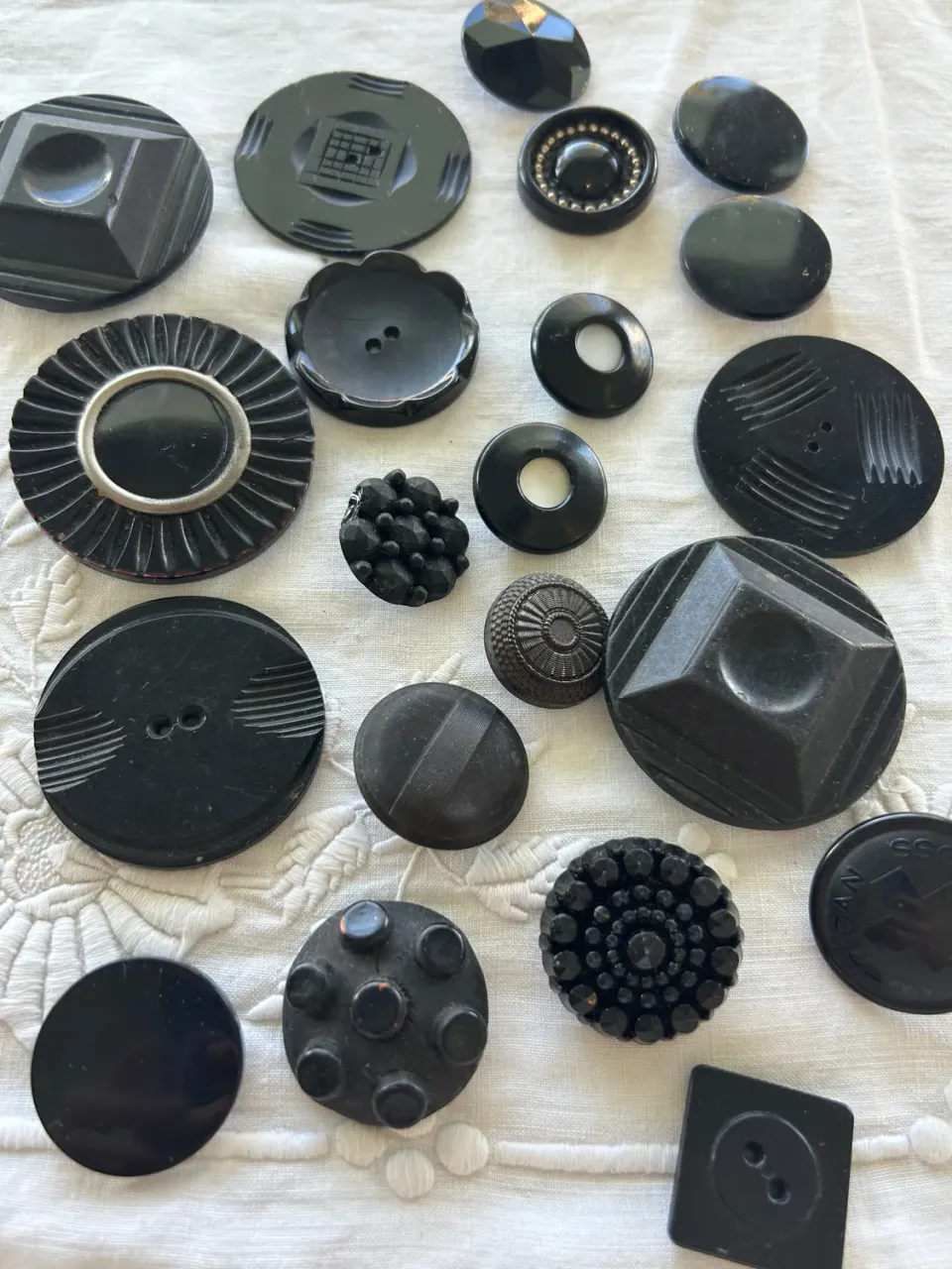 French General Antique boutons noirs anciens x36