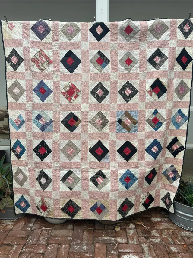 French General Quilt in a Quilt quilt ancien 178x190cm à découper