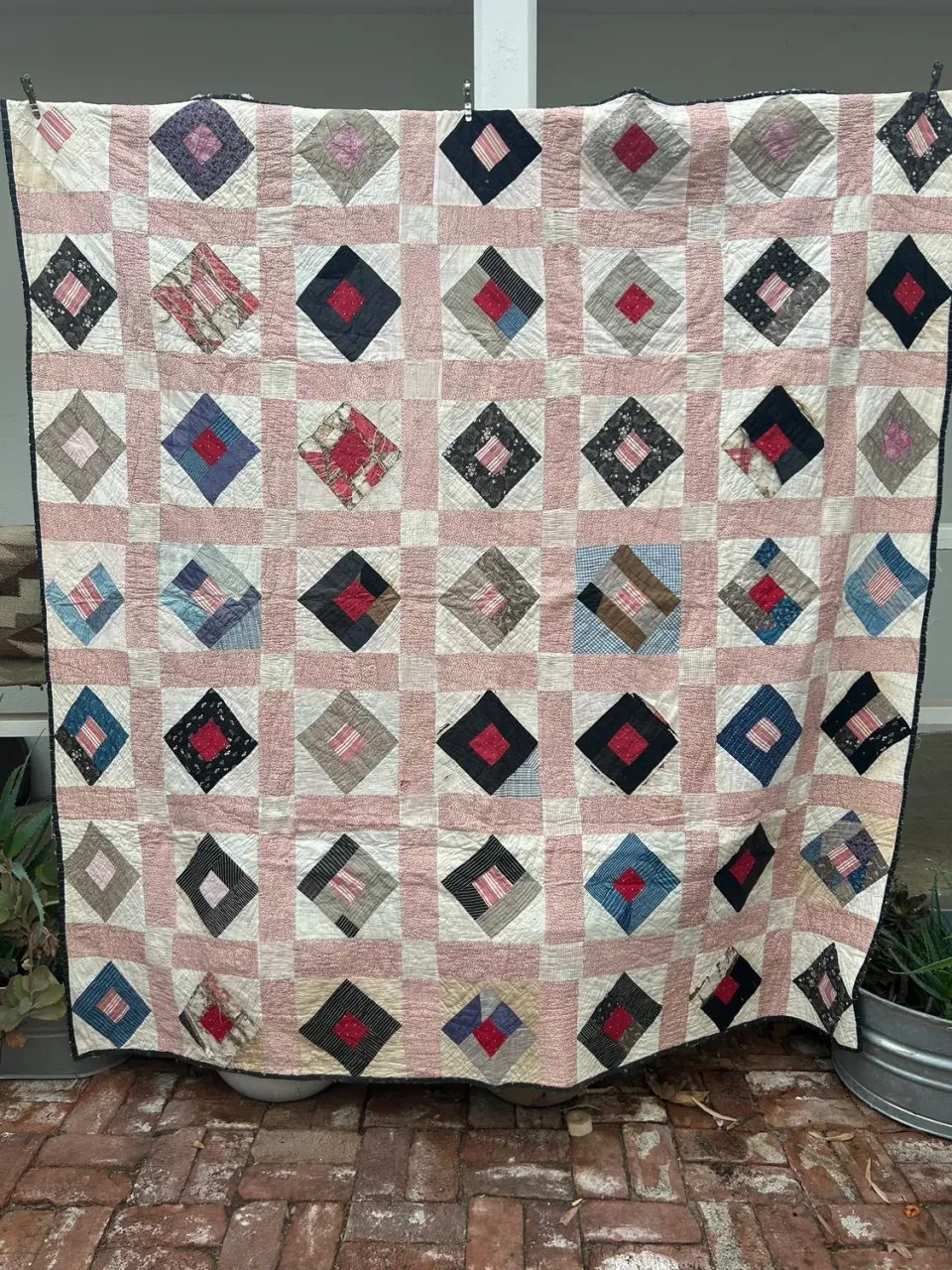 French General Quilt in a Quilt quilt ancien 178x190cm à découper