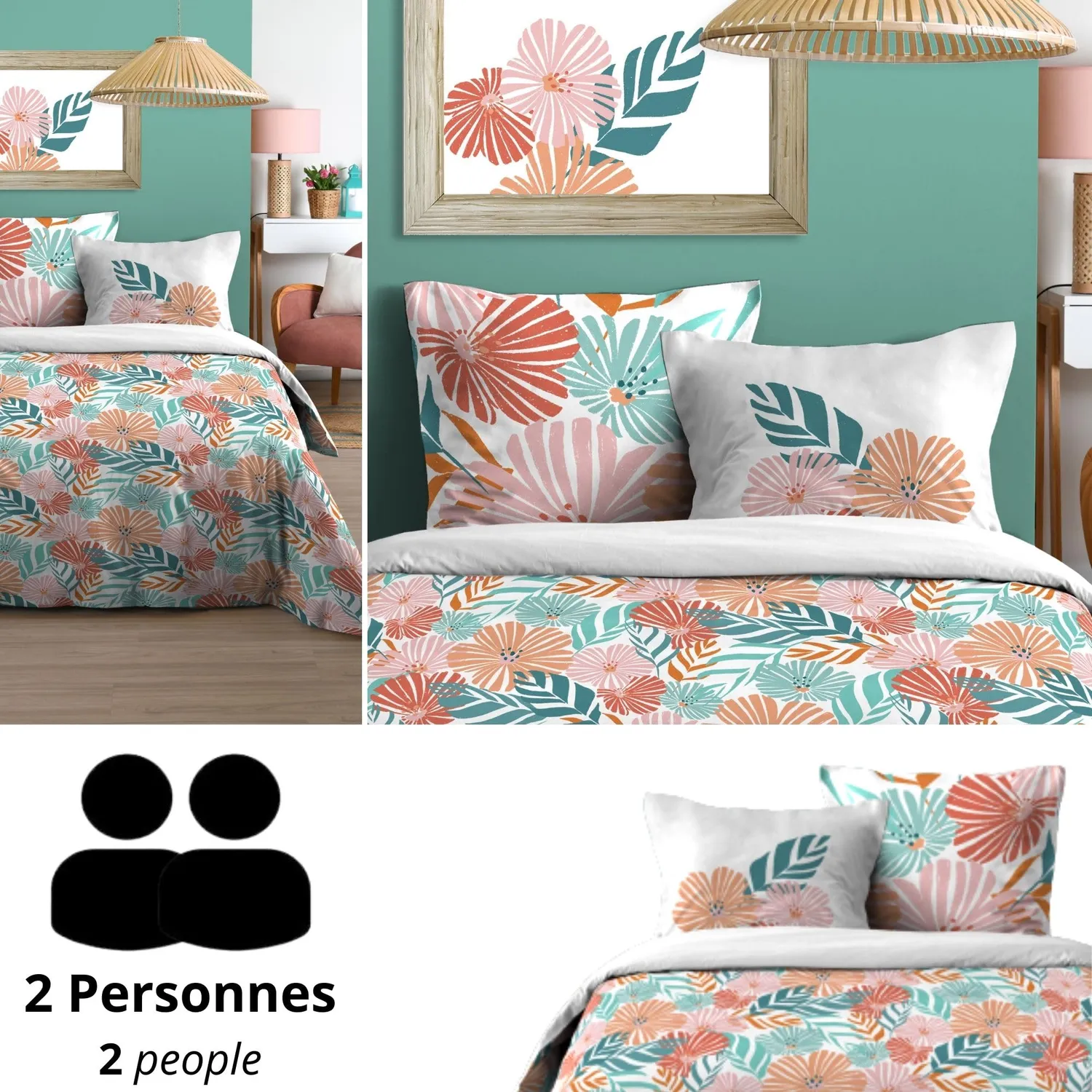 STOF Adriane parure housse de couette rose 240x220 cm coton