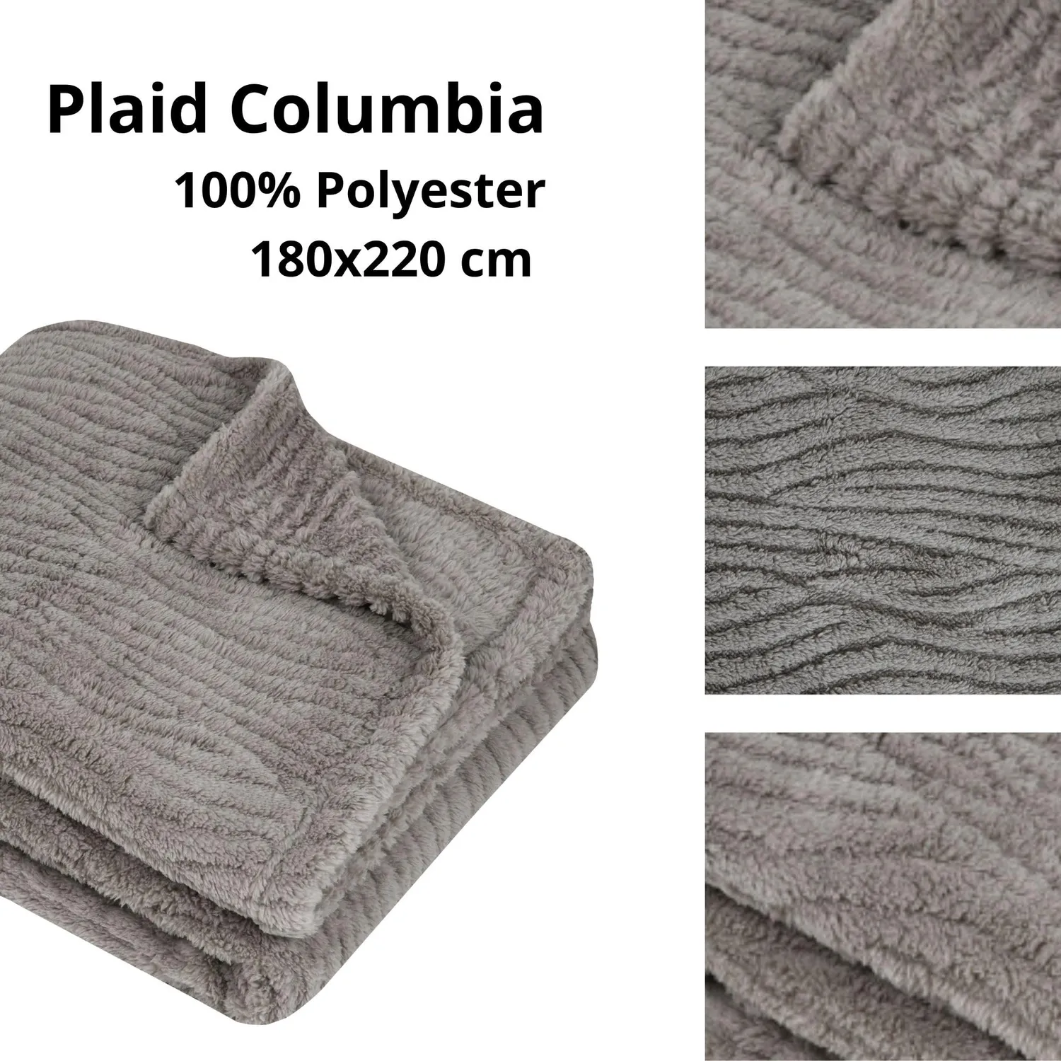 STOF Columbia plaid 180x220 cm naturel texturé relief