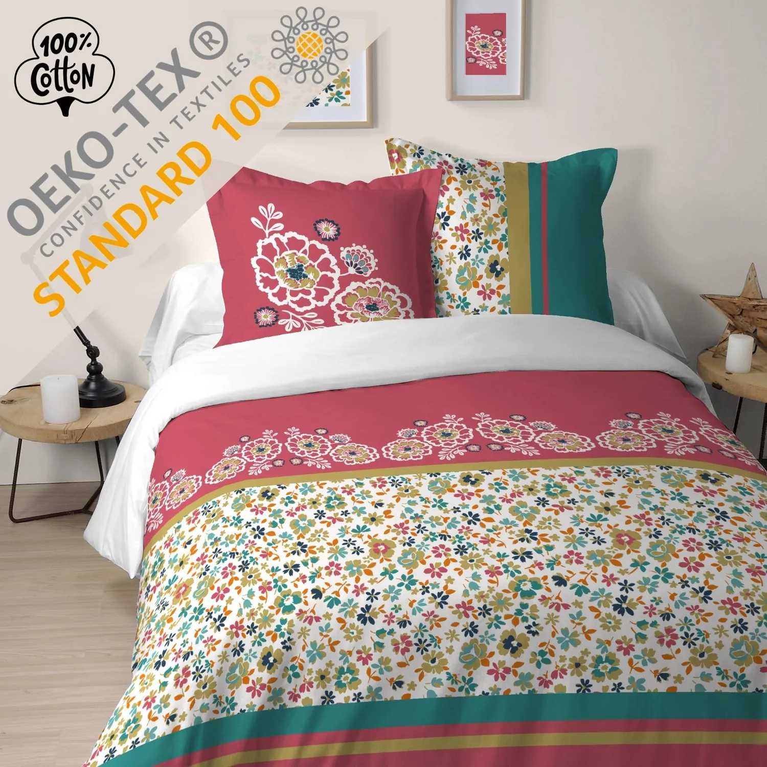 Stof Amaryllis parure housse de couette 240x220 coton multicolore