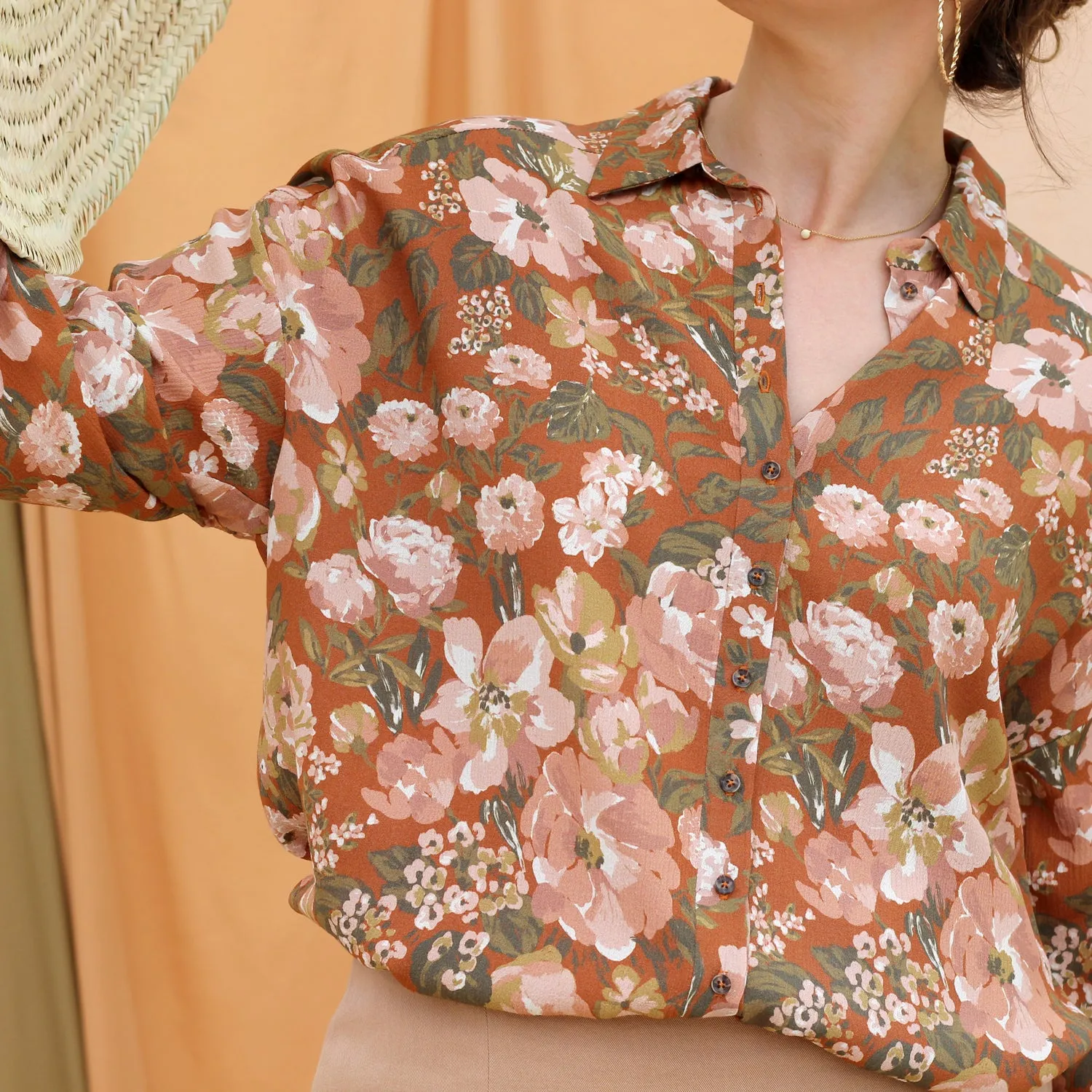 La Maison Naïve Jardin Cannelle tissu crêpe viscose fleuri