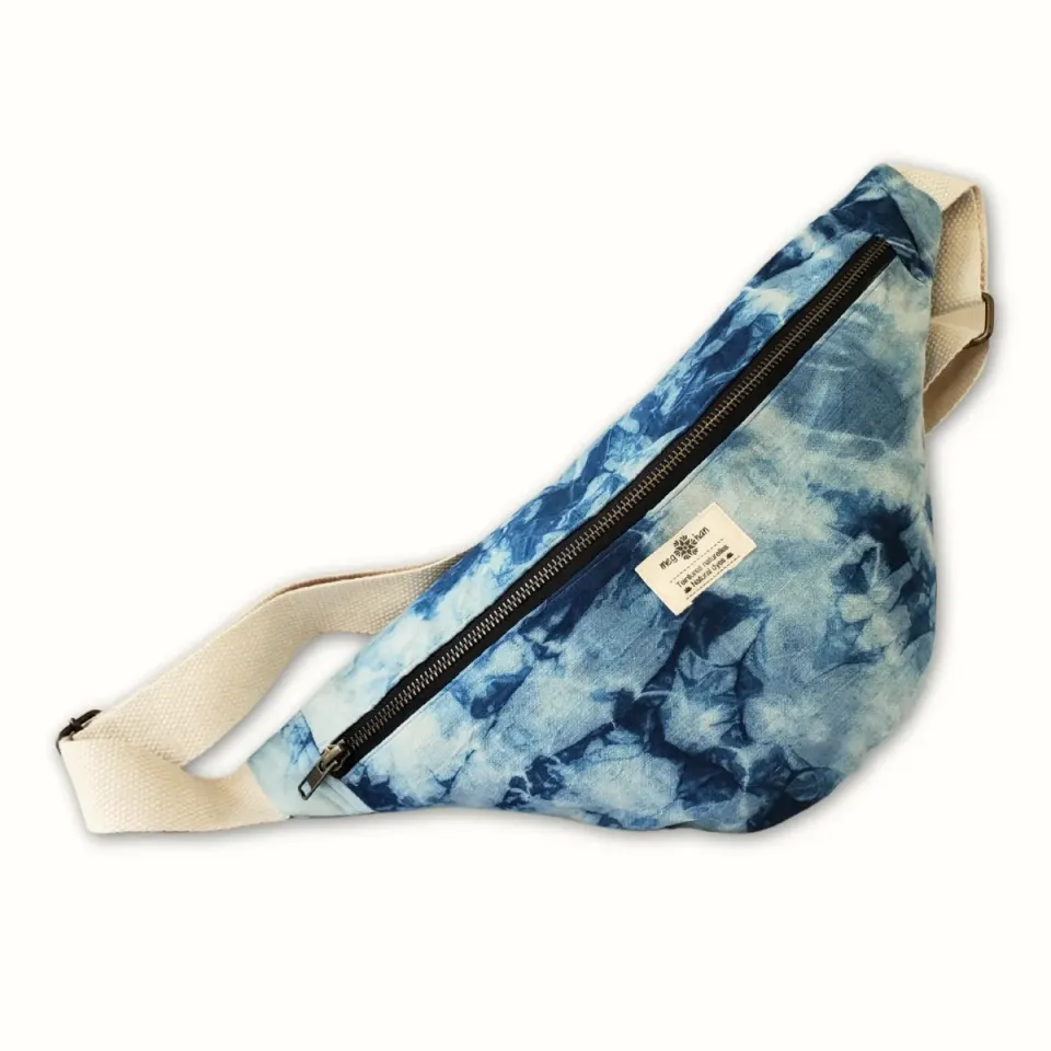 Tribu Indigo sac banane coton bio bleu orage 44x22