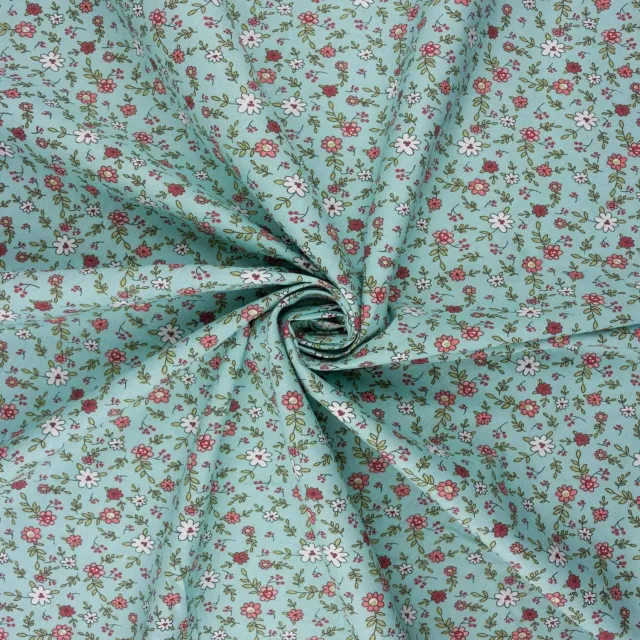 Tissushop Emma tissu popeline bleu 1,5 mètre 160 cm