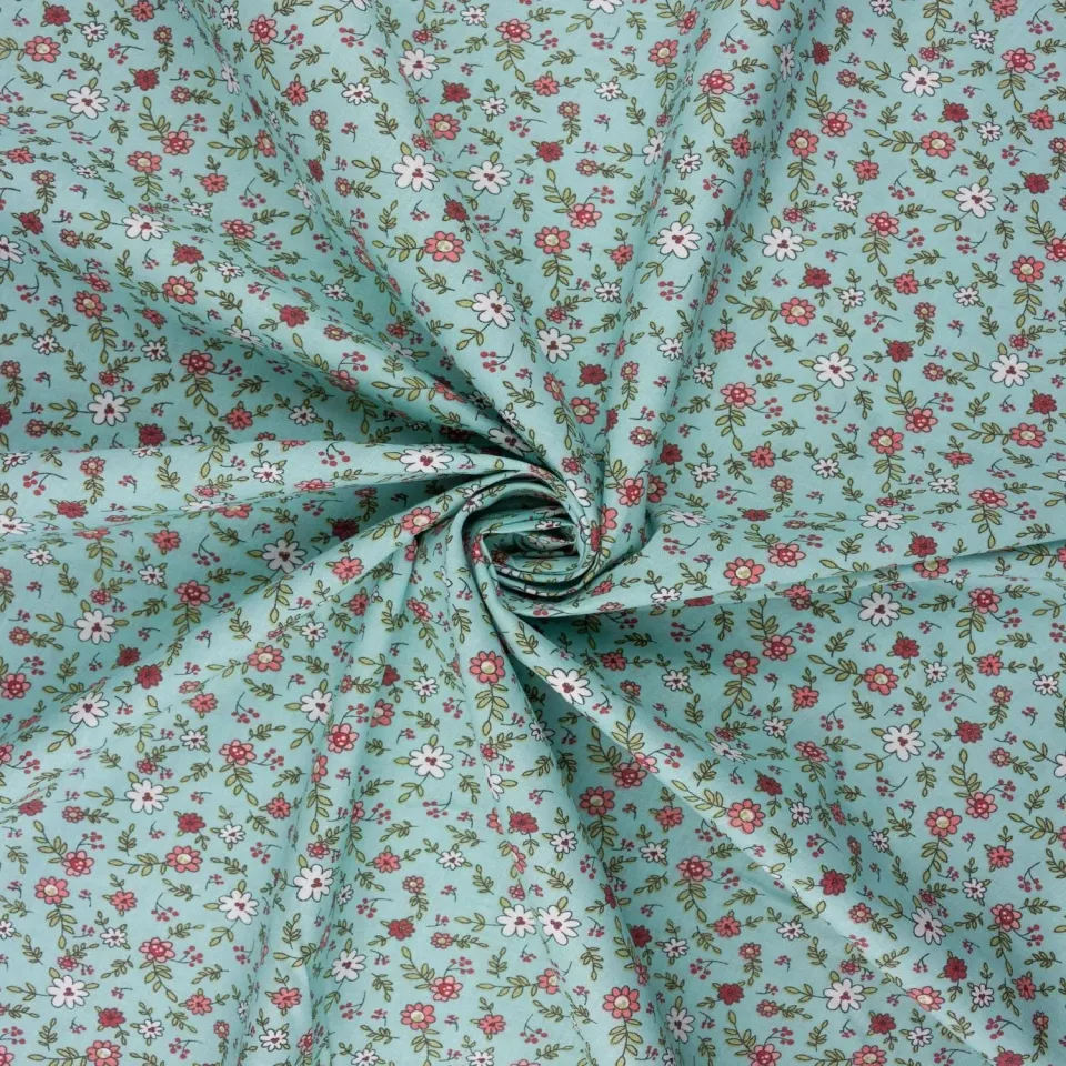 Tissushop Emma tissu popeline bleu 1,5 mètre 160 cm