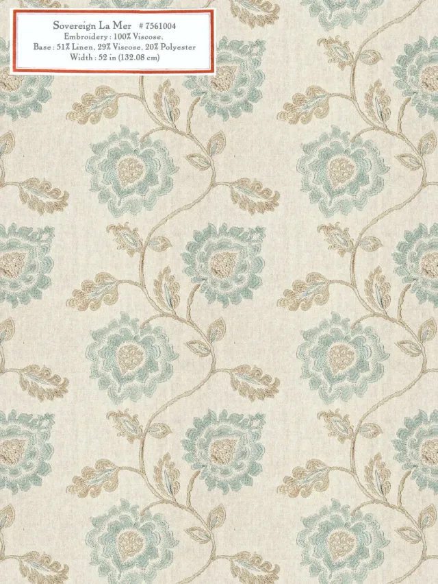 French General Sovereign La Mer tissu déco coton 132 cm