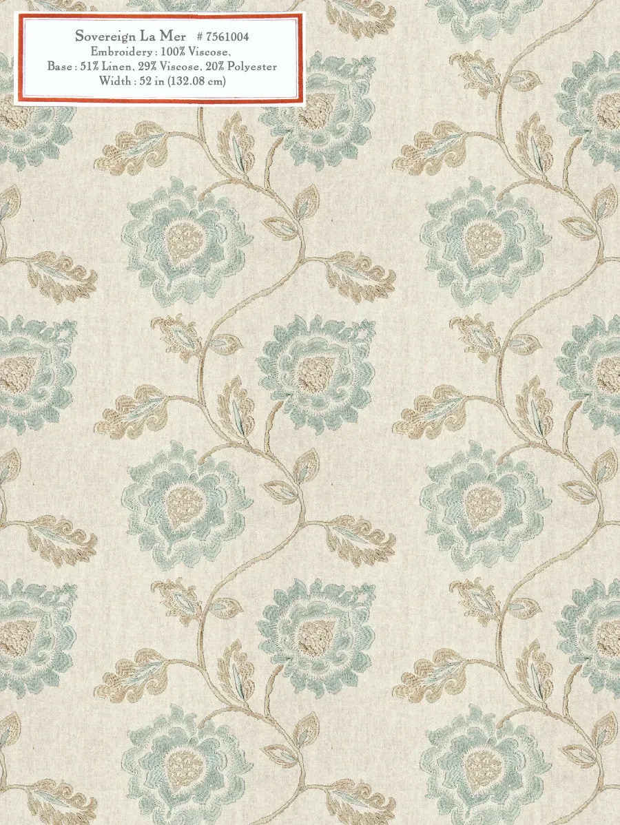 French General Sovereign La Mer tissu déco coton 132 cm