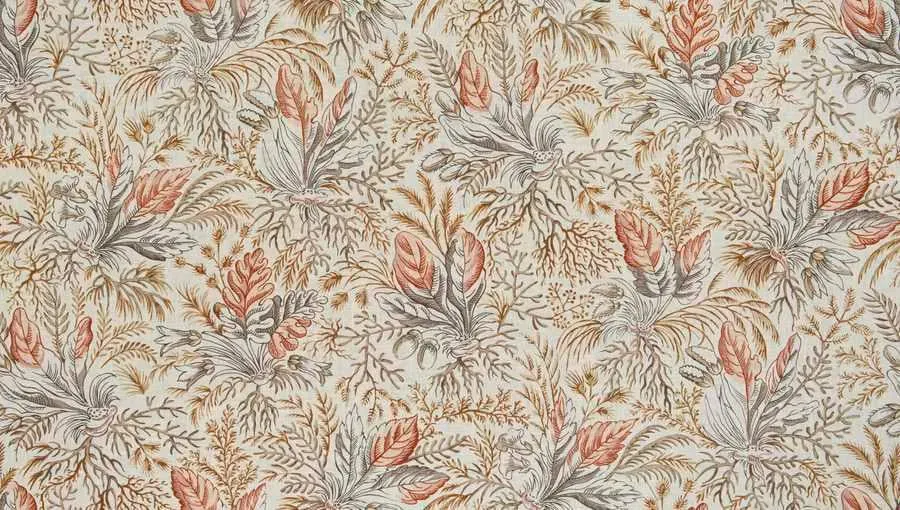 French General Jardin Gardinier Coral tissu déco lin