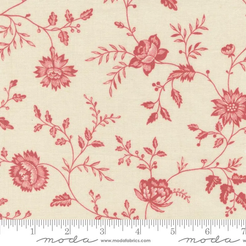 French General Rouenneries Trois Faded Red 13962 11 tissu coton au mètre