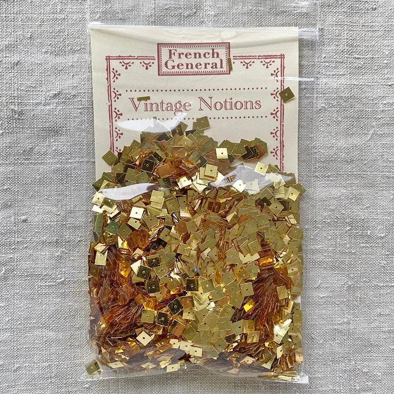 French General Vintage paillettes dorées carrées lot 5000