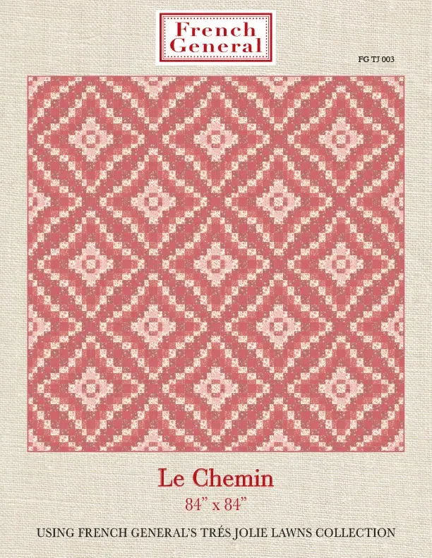 French General Très Jolie Le Chemin patron patchwork imprimé 84x84