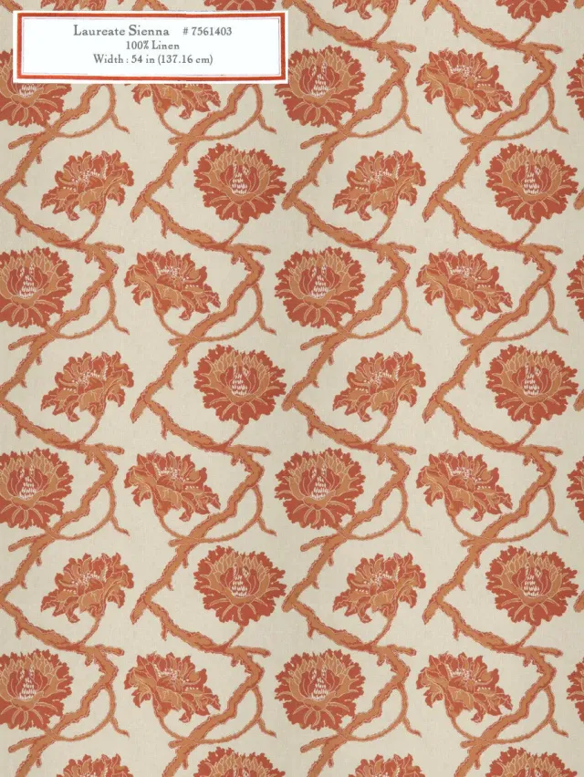 French General Laureate Sienna tissu ameublement terracotta