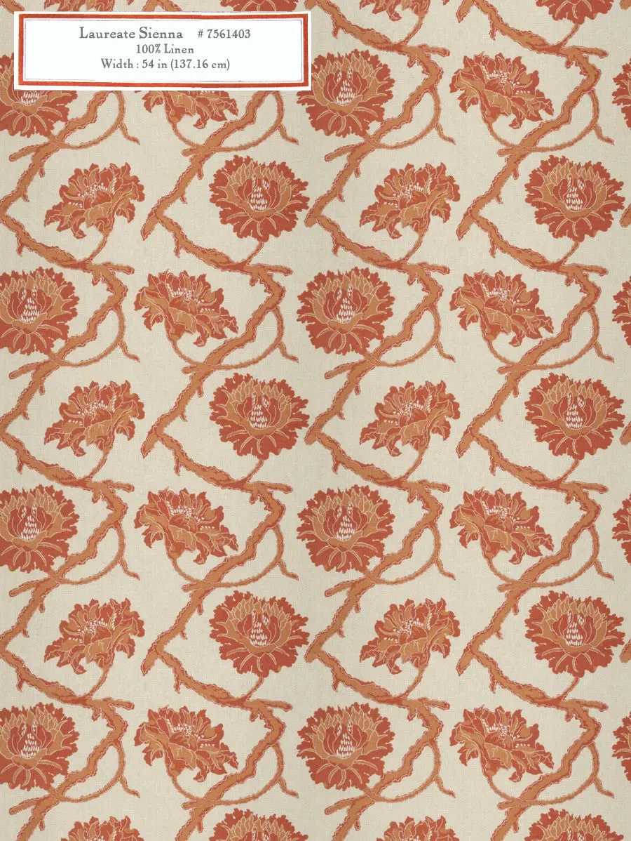 French General Laureate Sienna tissu ameublement terracotta