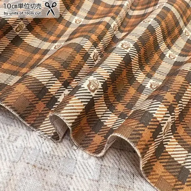 Yoko Saito USA 2026-04-A07 tissu coton carreaux orange au mètre