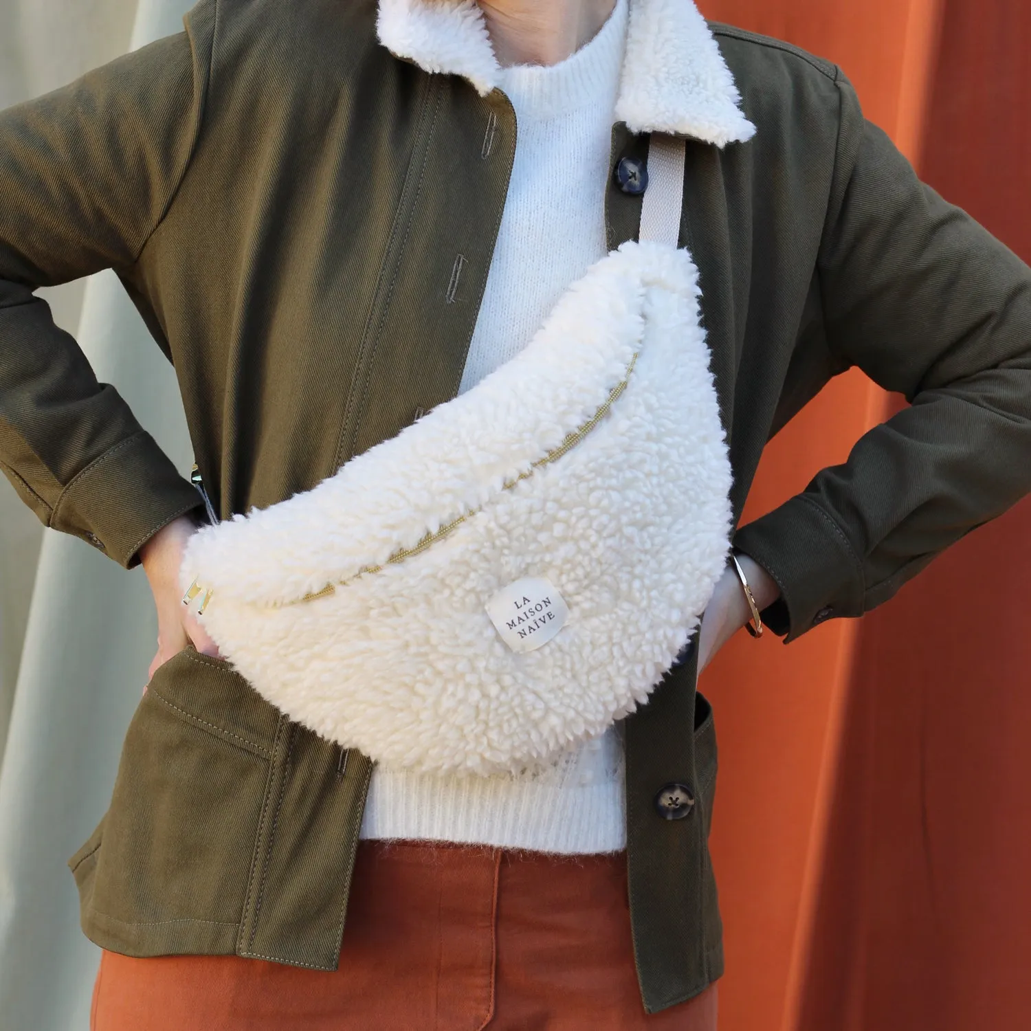 La Maison Naïve Sherpa fausse fourrure tissu blanc cassé coton