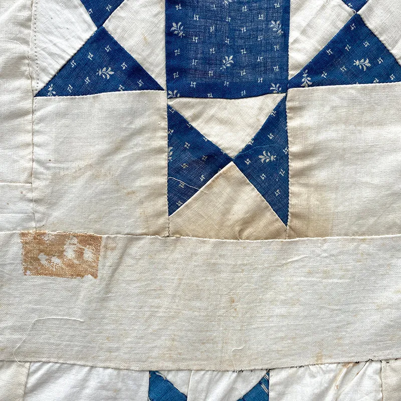 French General Ohio Star top quilt ancien indigo 149x236 cm