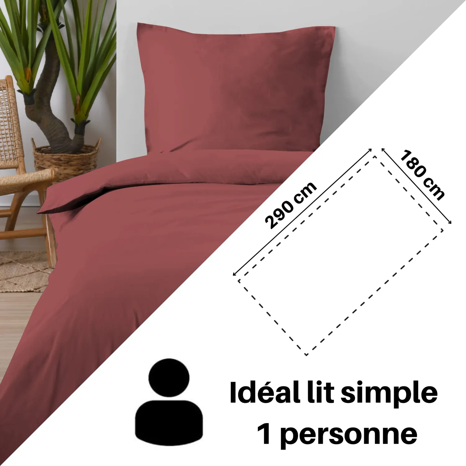 STOF Eden drap plat 180x290 cm grenache coton