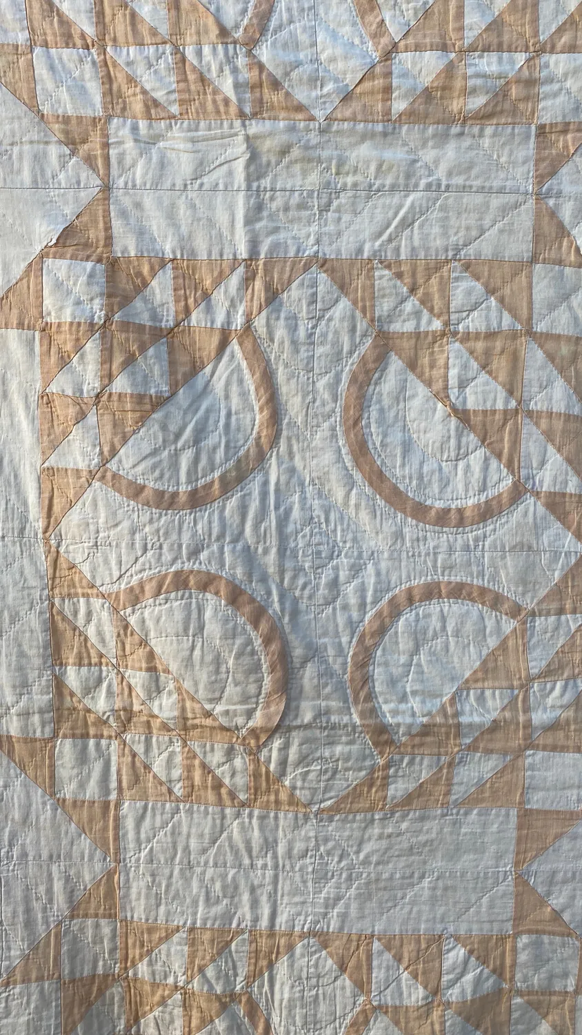 French General Early Primitive Basket quilt ancien coton 195x168