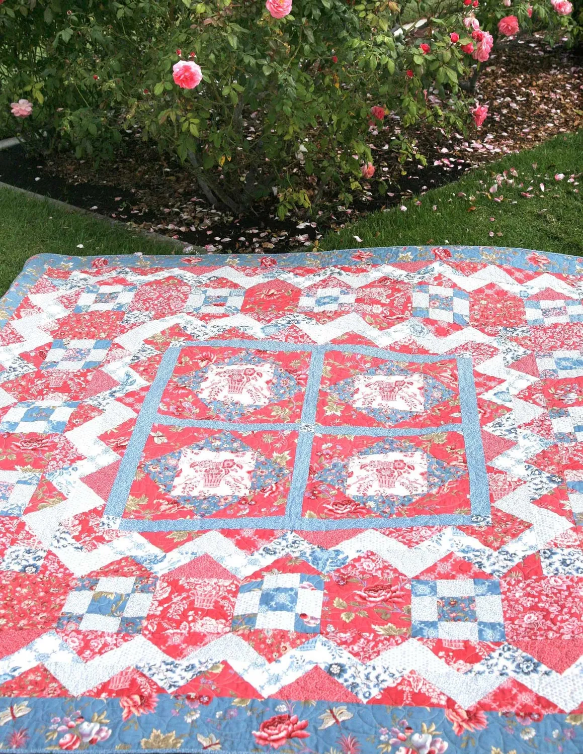 French General Bouquet Français patron quilt 87x87 imprimé