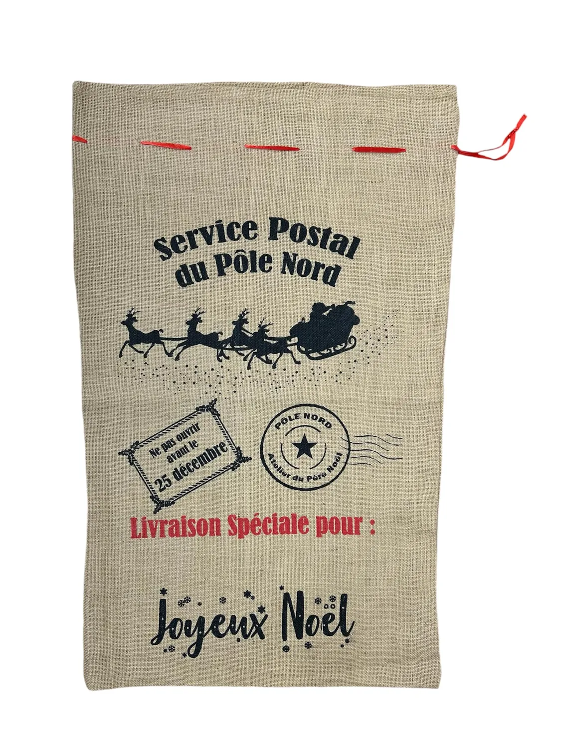 Tissushop hotte Père Noël toile de jute 50x80 naturel