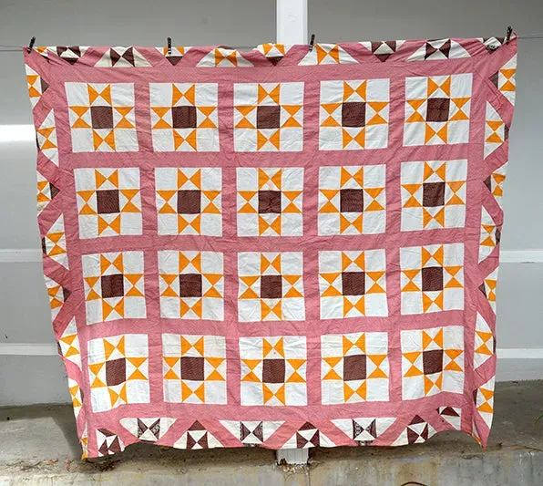 French General Variable Stars JB39 dessus quilt ancien 157x198