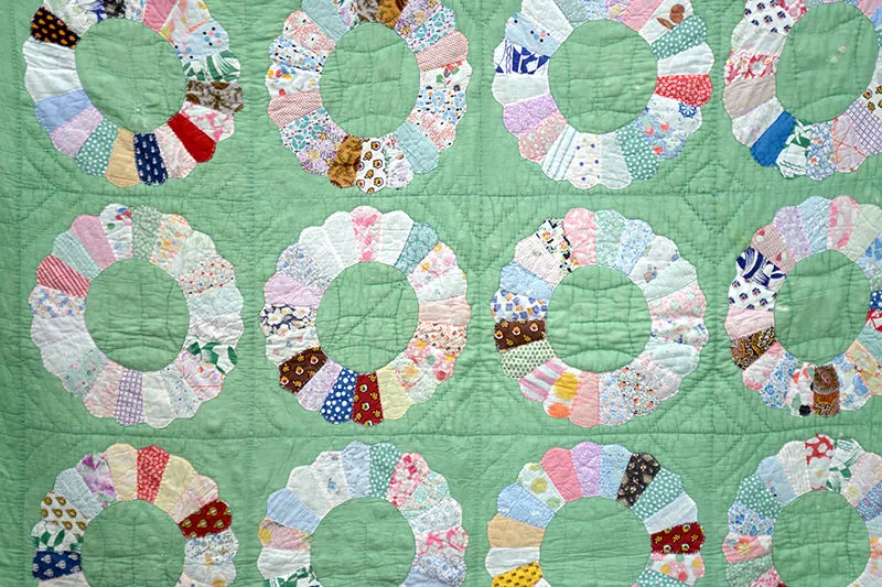 French General Dresden Plate quilt ancien menthe 160x195 cm