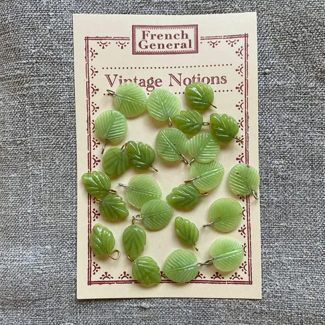 French General Vintage Glass Leaves perles verre feuilles 24 pièces