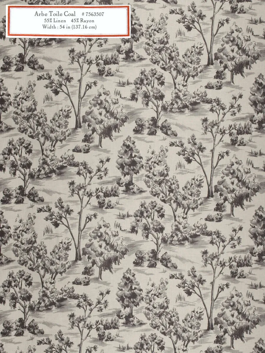 French General Arbe Toile Coal tissu ameublement charbon au mètre