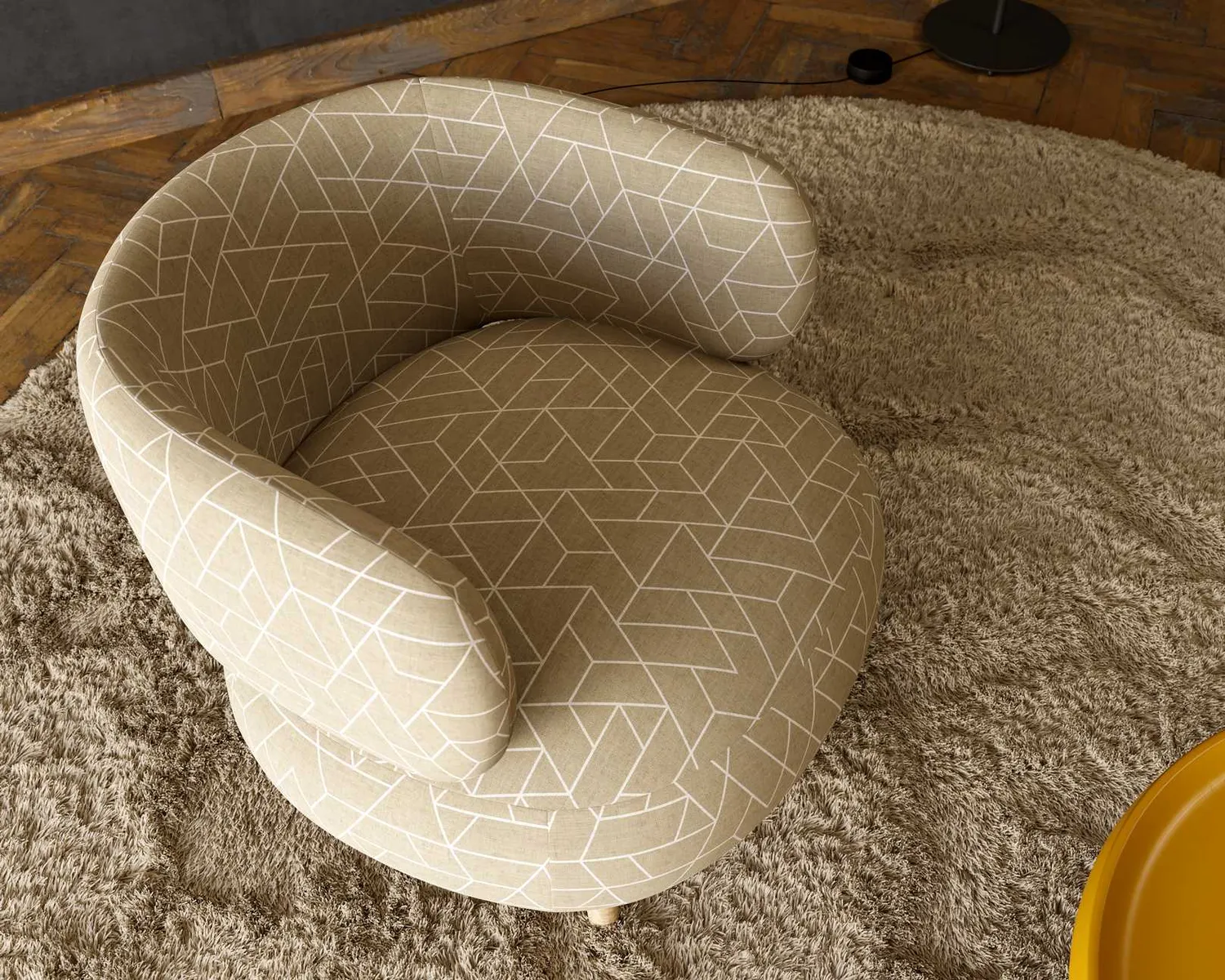 Elastron Vertex tissu d'ameublement crème au mètre uni