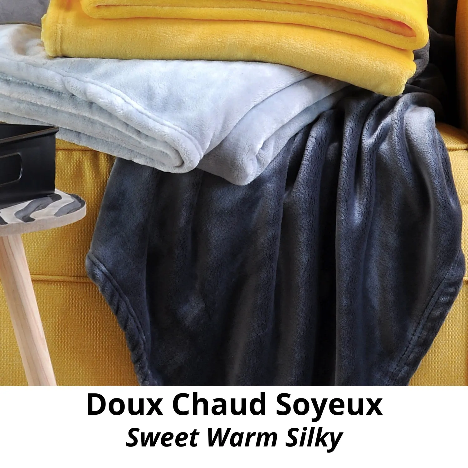 Stof Doudou plaid polaire 130x160 cm polyester lin