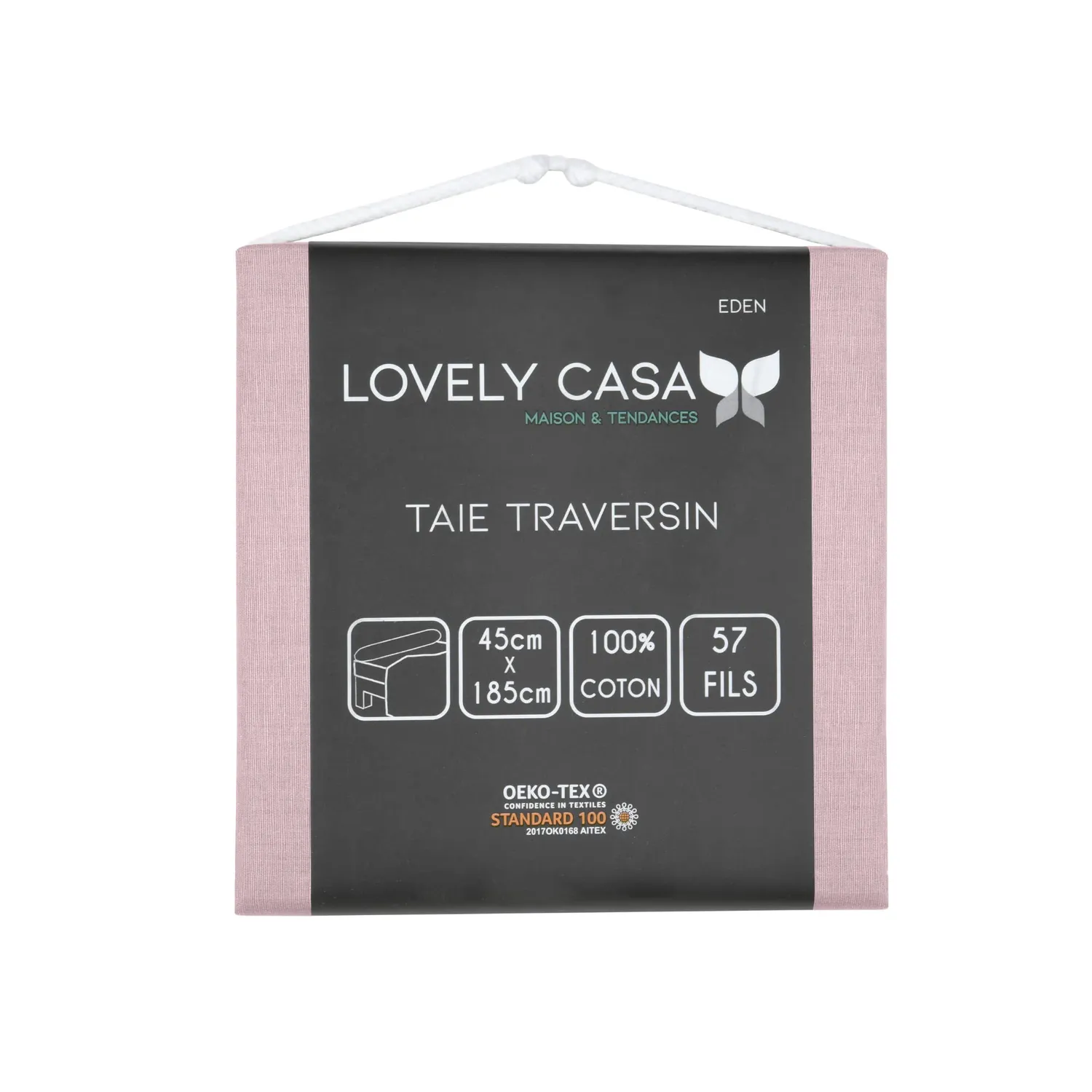 Stof Eden taie de traversin 45x185 cm vieux rose coton