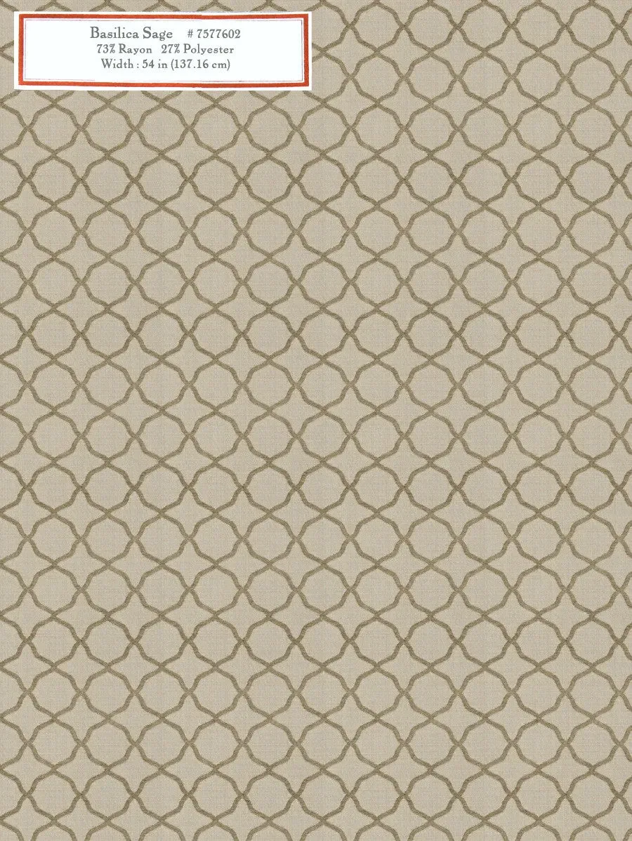 French General Basilica Sage tissu ameublement sauge au mètre