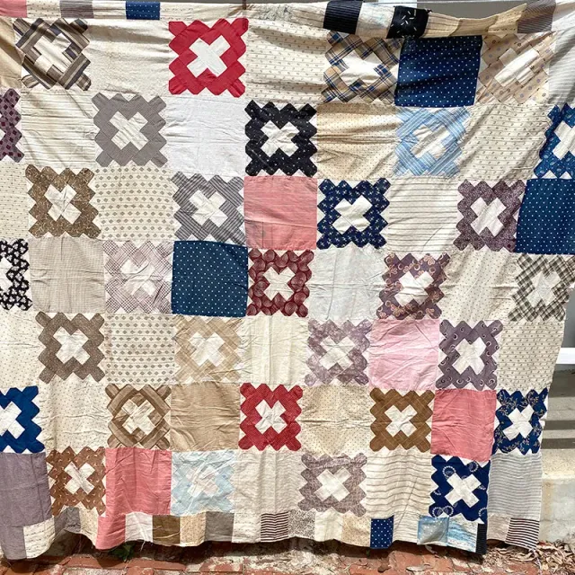French General Antique Album dessus de quilt ancien coton 185x216 cm