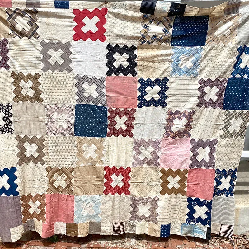 French General Antique Album dessus de quilt ancien coton 185x216 cm