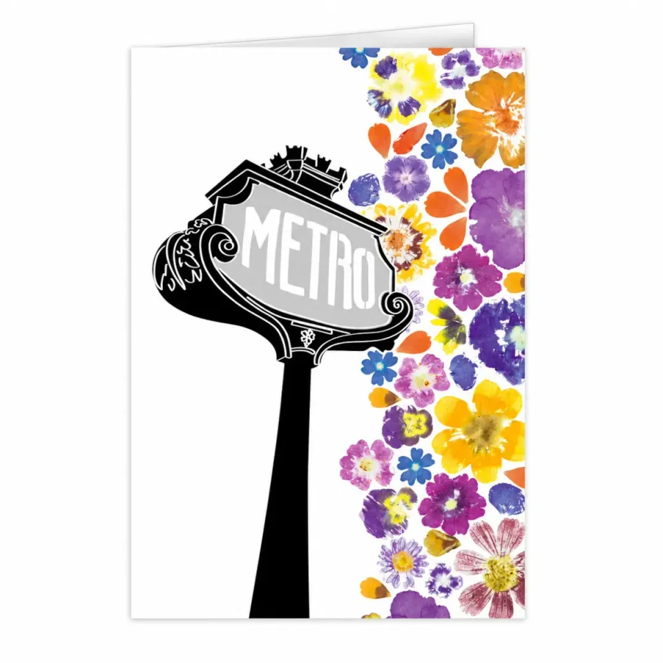 Tribu Indigo Métro carte de vœux fleurie A6 recyclée