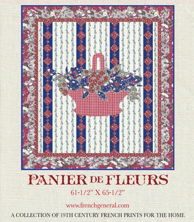 French General Panier De Fleurs patron appliqué imprimé