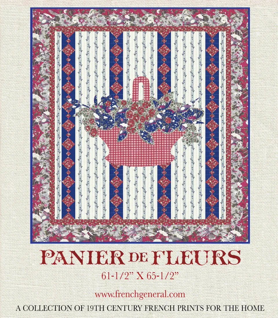 French General Panier De Fleurs patron appliqué imprimé