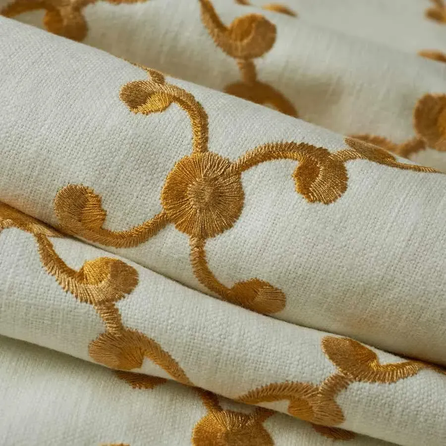 French General Jardin Morisette Harvest tissu ameublement brodé viscose au mètre