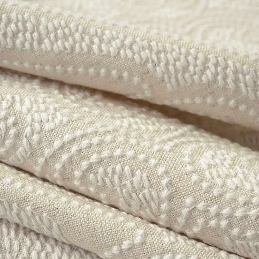 French General La Moreaux Blanc tissu ameublement brodé