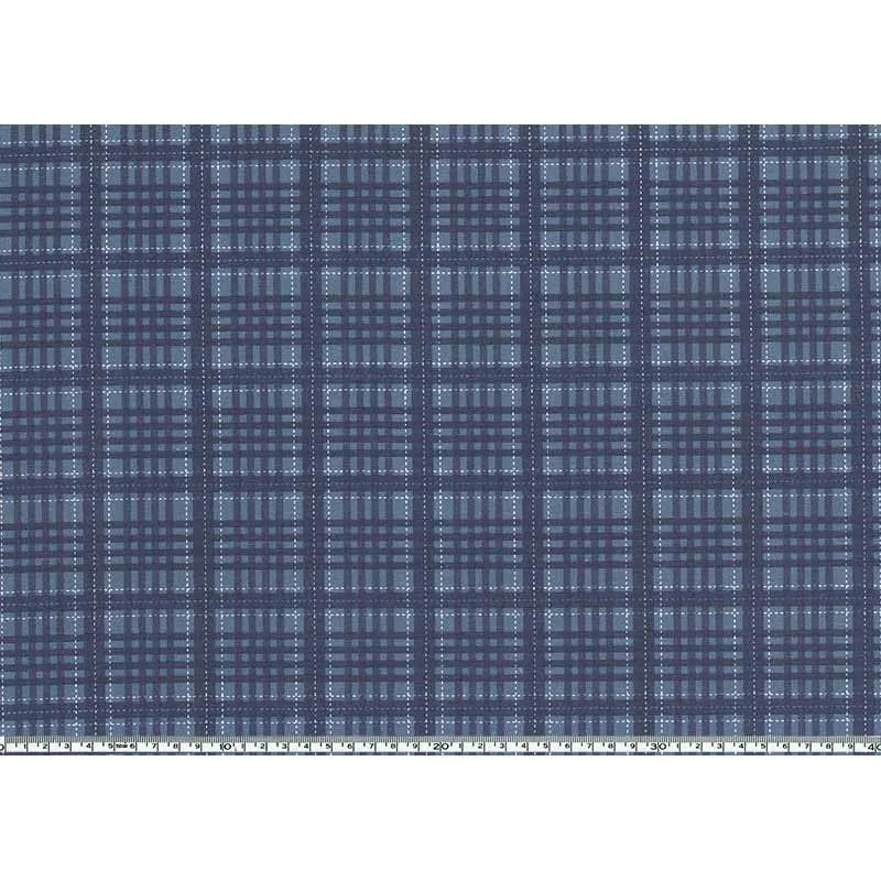 Yoko Saito 2026-01-A14 tissu coton carreaux bleus au mètre