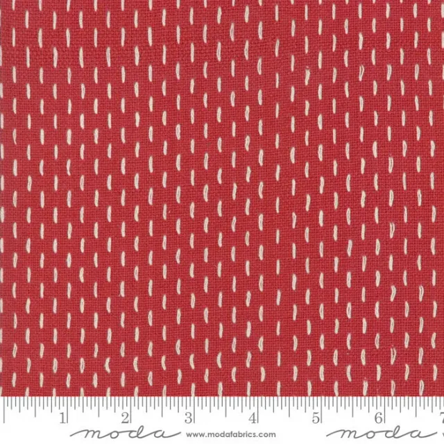 French General Sashiko Rouge Pearl tissu coton rouge au mètre
