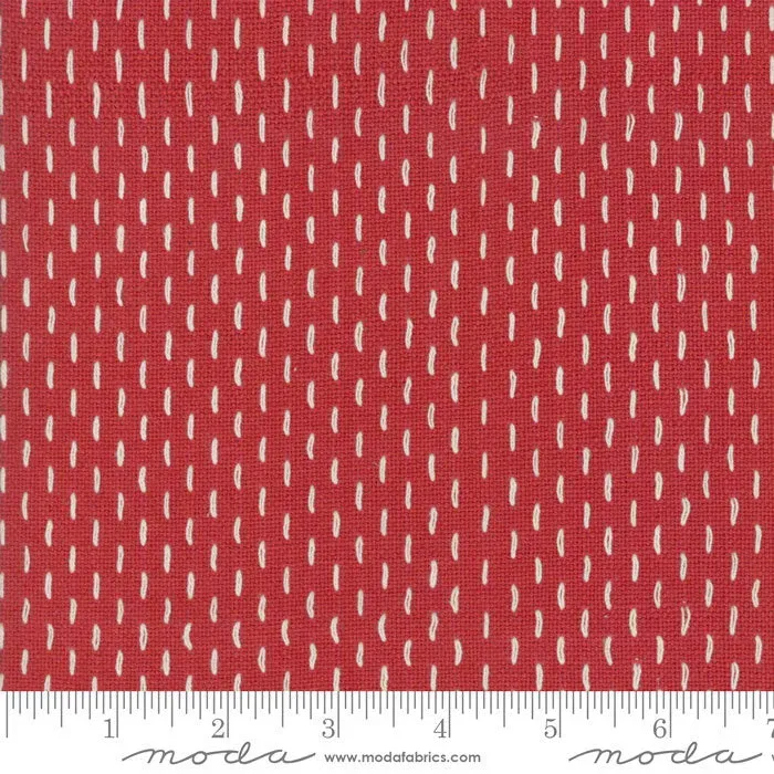 French General Sashiko Rouge Pearl tissu coton rouge au mètre