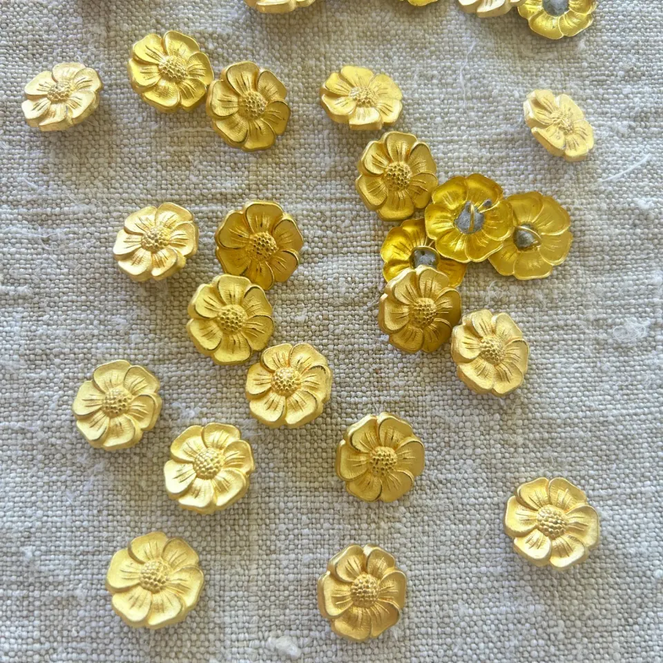French General Vintage Brass Mini bouton laiton fleur 10mm x6