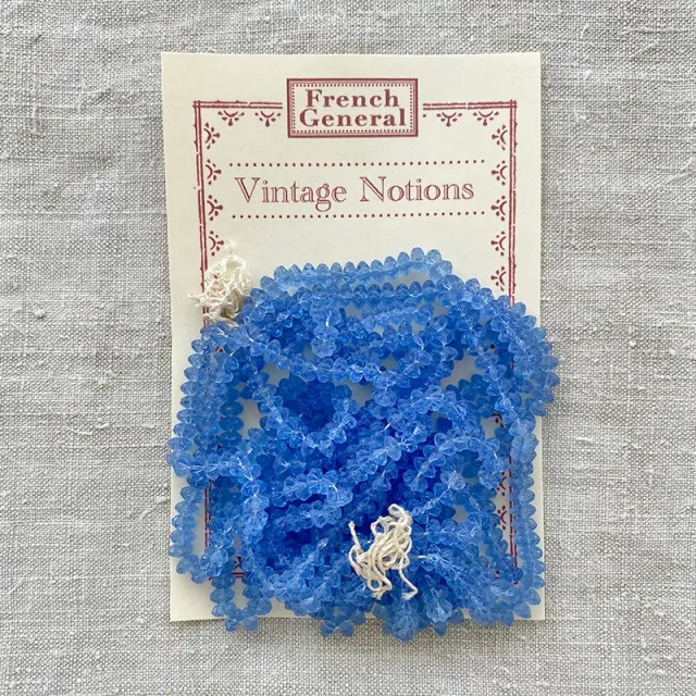 French General Vintage perles fleur verre bleu pâle 5mm