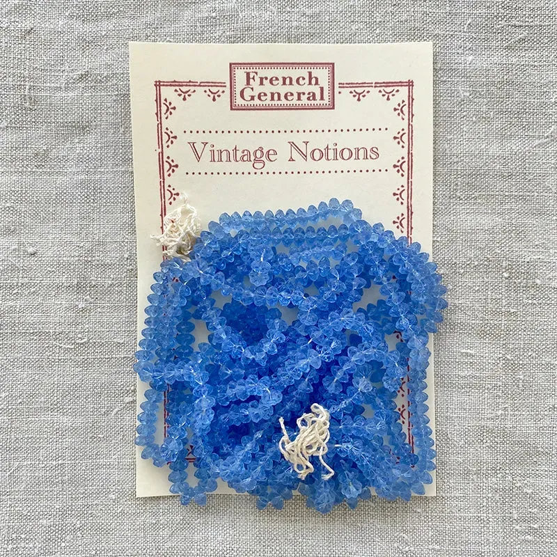 French General Vintage perles fleur verre bleu pâle 5mm