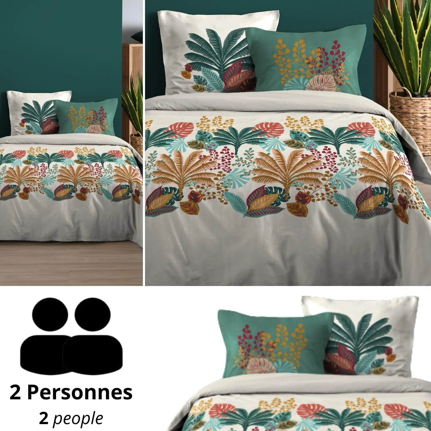 Stof Djibouti housse couette 240x220 multicolore coton taies